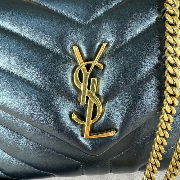 Saint Laurent's YSL LouLou Noir Black Quilted Italian Calf Skin Leather Brass - Picture 13 of 15